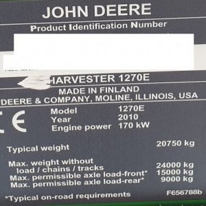foto harvestor 21t JD 1270E 6W JohnDeere